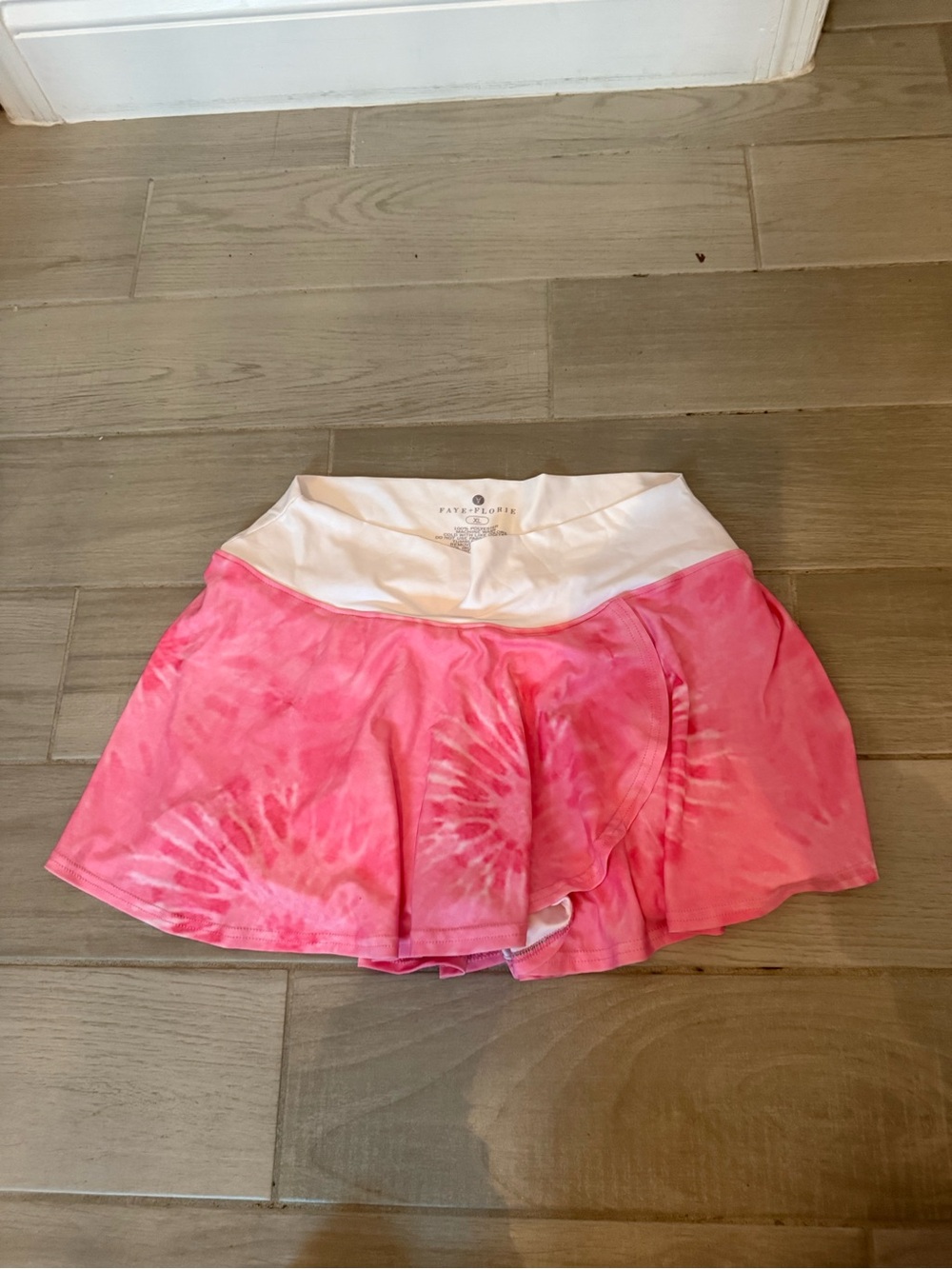 Pink Tie-Dye Skater Skort with White Waistband